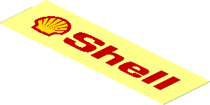 Sticker  1.1 x  3.9 with "Shell" and Shell Logo 1971 - Logo Left