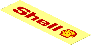 Sticker  1.1 x  3.9 with "Shell" and Shell Logo 1971 - Logo Right