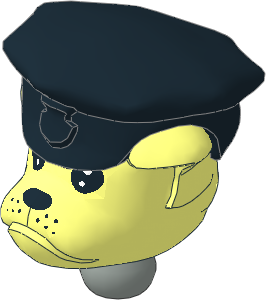 Figure Fabuland Bulldog Head 1 with Neck and Black Police Hat