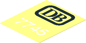 Sticker  2.4 x  2 w Black German Railways Logo and White "7745"