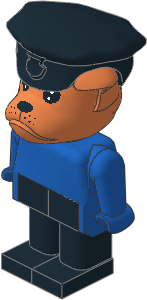 _Figure Fabuland Bulldog 1 Brown Blue/Blue/Black with Police Hat