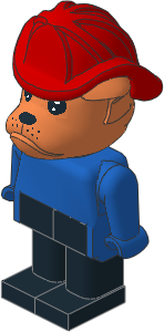 _Figure Fabuland Bulldog 1 Brown Blue/Blue/Blk Fireman Helmet