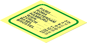 Sticker  3.4 x  3.8 Timetable with City Names ("PARIS 304")