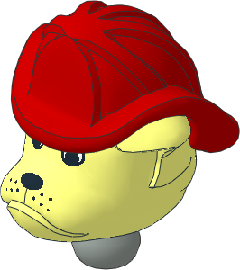 Figure Fabuland Bulldog Head 3 w Neck and Red Fireman Helmet