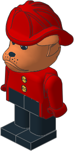_Figure Fabuland Bulldog 3 Brown Red/Red/Black Fireman Helmet