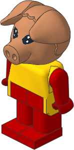 _Figure Fabuland Pig  2 with Body Yellow/Red/Red