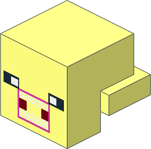 Plate  1 x  2 with Cube with Minecraft Pig Face Pattern