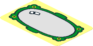 Sticker  3.1 x  4.9 with Mirror with Green Ornamented Frame