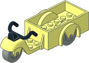 Fabuland Tricycle, 1 Front Wheel, Grey Wheels, Black Handlebars