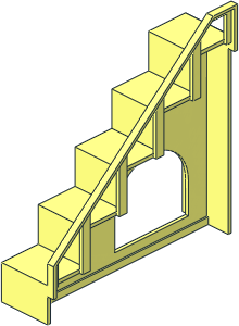 Staircase 12 x  3 x  9 with Handrail