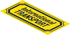 =Sticker  2.6 x  5.5 with Black "International TRANSPORT" on Yellow