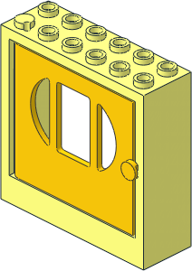 Door  2 x  6 x  5 Frame with Yellow Door with 3 Panes