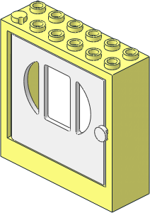 Door  2 x  6 x  5 Frame with White Door with 3 Panes