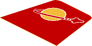 Sticker Minifig Torso with Classic Space Logo on Red Background