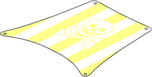 Sail 25 x 25 Square with Thick Stripes Skull and Crossed Bones on White Background Pattern