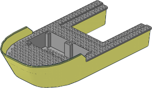 Boat Hull Floating 40 x 20 with Light Bluish Grey Deck