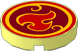 =Tile  2 x  2 Round with Round Underside Stud with Fire Element Pattern