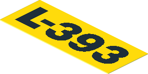 Sticker  0.7 x  1.9 with Black "L-393" on Yellow Background