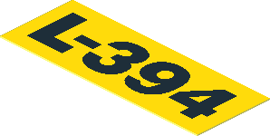 Sticker  0.7 x  1.9 with Black "L-394" on Yellow Background