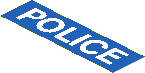 Sticker  1.1 x  3.9 with White "POLICE" on Blue Background