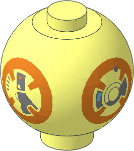 Brick Round Sphere  2 x  2 x  1.667 with Stud with SW BB-8 Droid Body Pattern