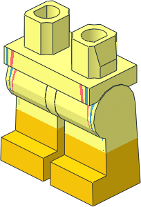 ~Minifig Hips and Legs with Wetsuit, Coral and Dark Azure Trim Pattern (Obsolete)