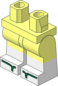 ~Minifig Hips and Legs with White Lower Leg and Green Sandals Pattern (Obsolete)