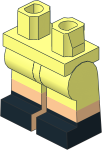 ~Minifig Hips and Legs with Light Nougat Lower Leg and Black Shoe Pattern (Obsolete)