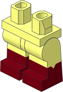 ~Minifig Hips and Legs with Dark Red Lower Leg and Triangular Notch on Sides Pattern (Obsolete)