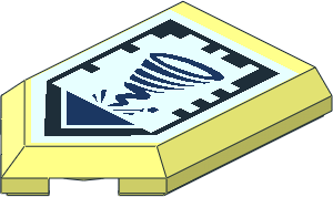 Tile  3 x  2 with Angled End with Nexo Power Shield Pattern - Sword Tornado