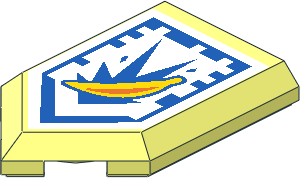 Tile  3 x  2 with Angled End with Nexo Power Shield Pattern - Banana Bombs