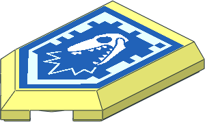 Tile  3 x  2 with Angled End with Nexo Power Shield Pattern - Raptor Bite