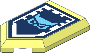 Tile  3 x  2 with Angled End with Nexo Power Shield Pattern - Shield of Schooling and Protection