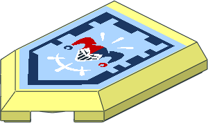 Tile  3 x  2 with Angled End with Nexo Power Shield Pattern - Hail to the Jester