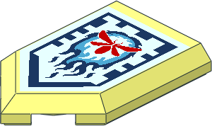 Tile  3 x  2 with Angled End with Nexo Power Shield Pattern - Fireflies