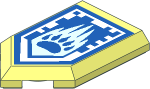 Tile  3 x  2 with Angled End with Nexo Power Shield Pattern - Bear Claws