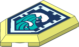 Tile  3 x  2 with Angled End with Nexo Power Shield Pattern - Water Wall