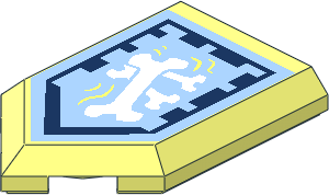 Tile  3 x  2 with Angled End with Nexo Power Shield Pattern - Bone Shaker