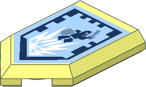 Tile  3 x  2 with Angled End with Nexo Power Shield Pattern - Jumperman