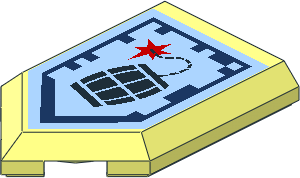 Tile  3 x  2 with Angled End with Nexo Power Shield Pattern - Powder Keg