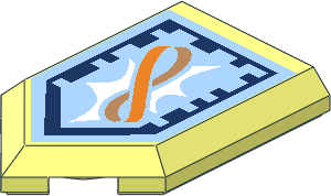 Tile  3 x  2 with Angled End with Nexo Power Shield Pattern - Rubber Band of Mischief