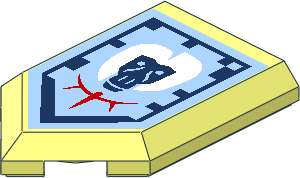 Tile  3 x  2 with Angled End with Nexo Power Shield Pattern - Ticking Baboon