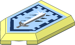 Tile  3 x  2 with Angled End with Nexo Power Shield Pattern - Titanium Sword