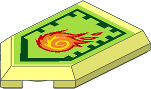 Tile  3 x  2 with Angled End with Nexo Power Shield Pattern - Rolling Fireball