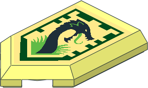 Tile  3 x  2 with Angled End with Nexo Power Shield Pattern - Jungle Dragon