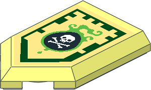 Tile  3 x  2 with Angled End with Nexo Power Shield Pattern - Venom Bite