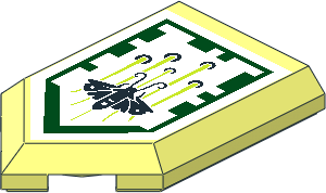 Tile  3 x  2 with Angled End with Nexo Power Shield Pattern - Moth Swarm