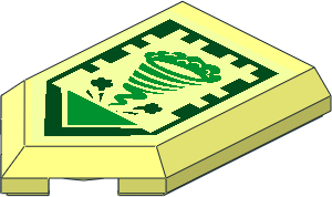 Tile  3 x  2 with Angled End with Nexo Power Shield Pattern - Broccoli Tornado