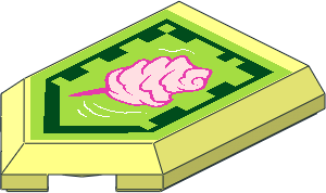 Tile  3 x  2 with Angled End with Nexo Power Shield Pattern - Candy Floss