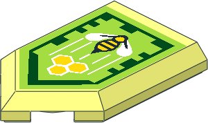 Tile  3 x  2 with Angled End with Nexo Power Shield Pattern - Honey Bees